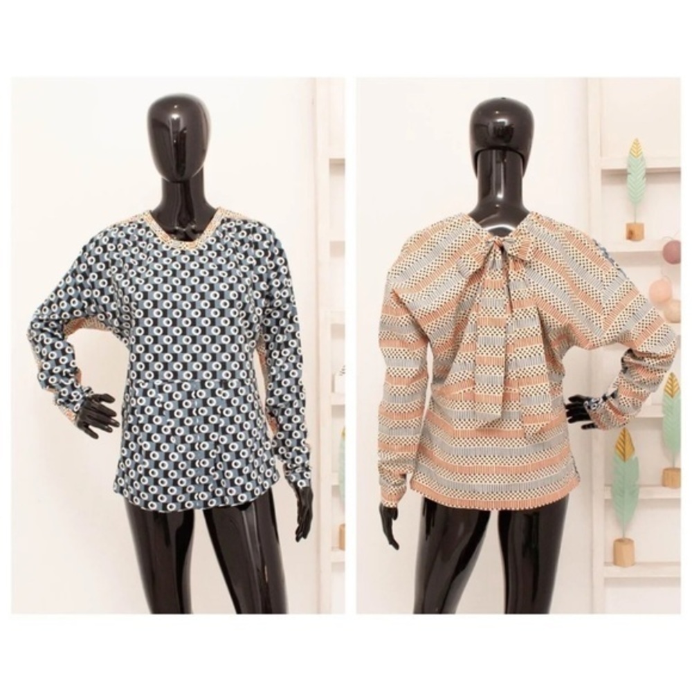MARNI x H&M Blouse Geometric 3D Double Pattern Bow on Back